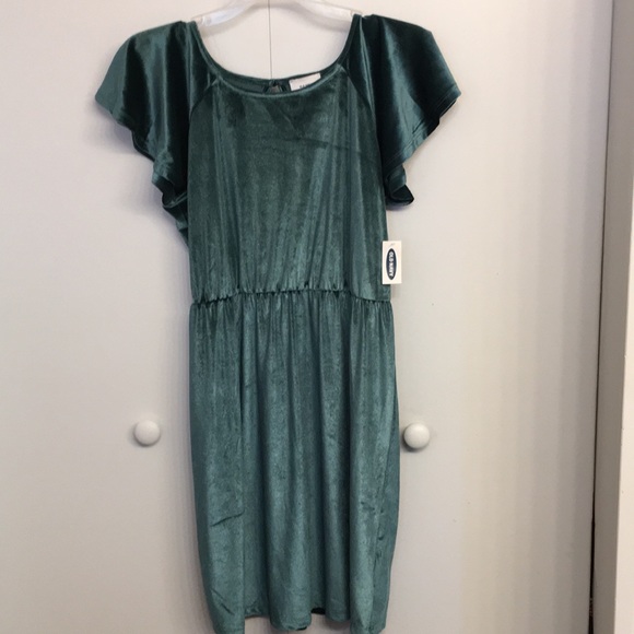 old navy green velvet dress